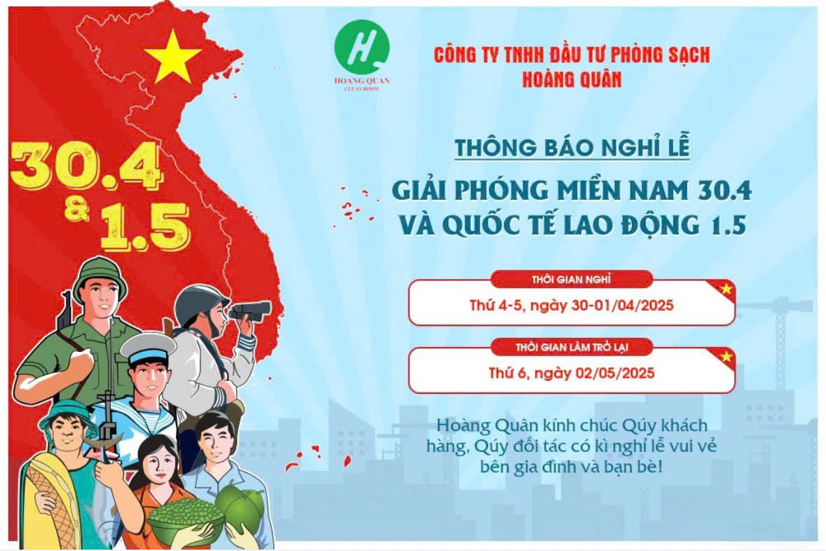 THÔNG BÁO LỊCH NGHỈ LỄ 30/4-1/5 NĂM 2025