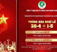 THÔNG BÁO LỊCH NGHỈ LỄ 30/4 - 1/5 NĂM 2026